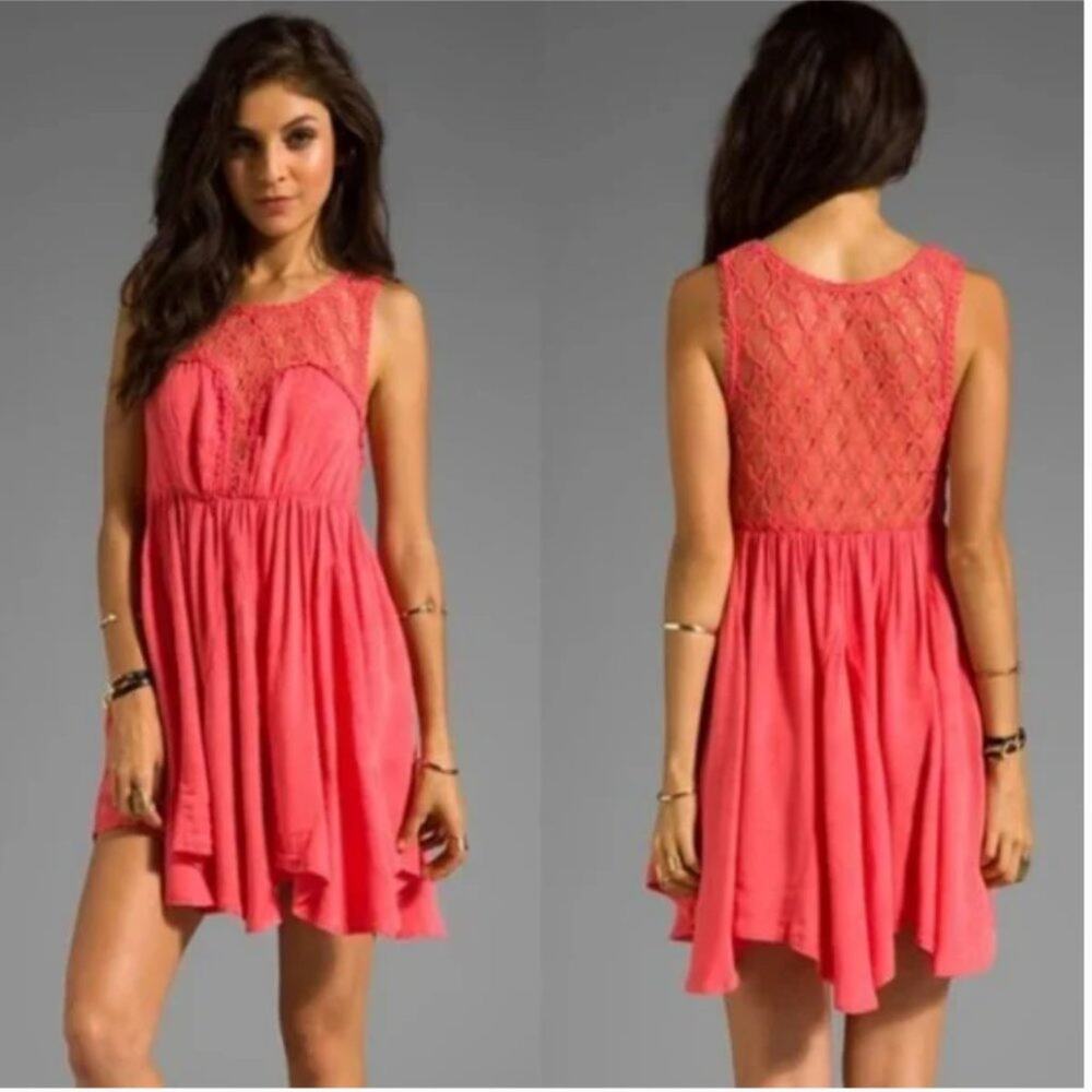 Free People Women's Fiesta Dress Coral Pink Size XS
